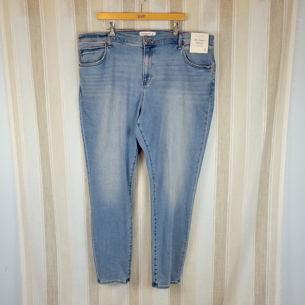 NEW Abercrombie & Fitch The Super Skinny High Rise Jeans Blue Size 24 Long